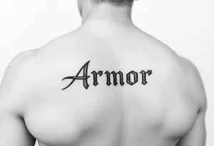Place the word "Armor" on the back of the right forearm; should be readable by others tattoo idea