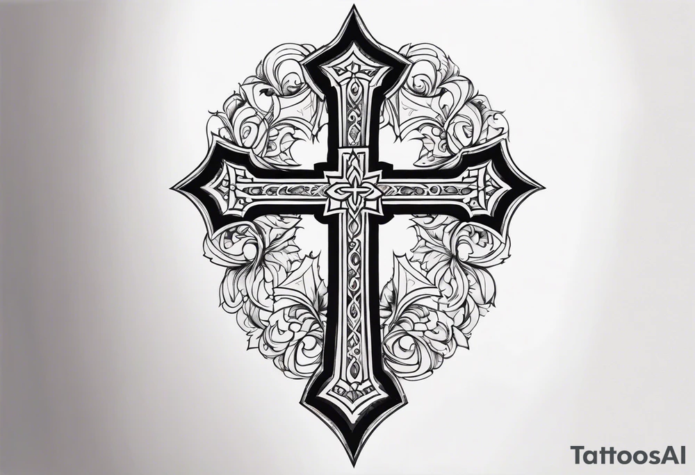 simple gothic cross tattoo idea