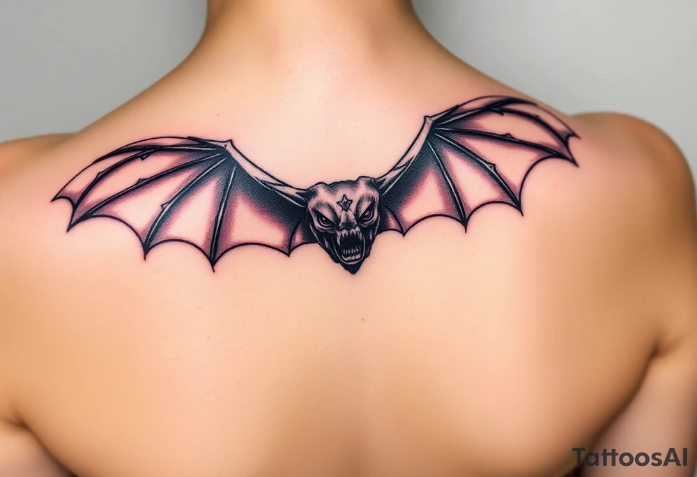 scary bat with scary wings sharp tattoo idea