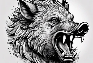 angry boar front tattoo idea