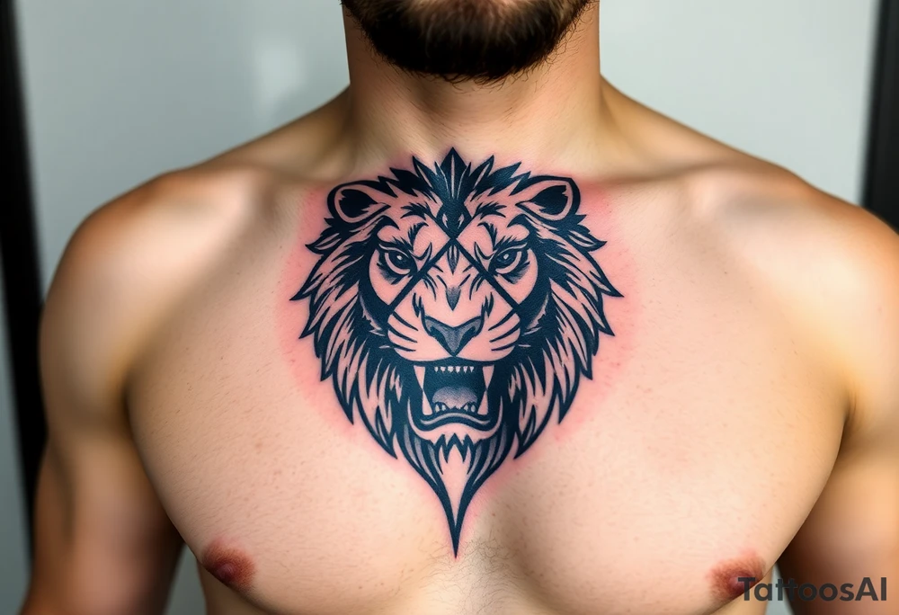 roaring lion crest tattoo idea