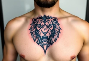 roaring lion crest tattoo idea