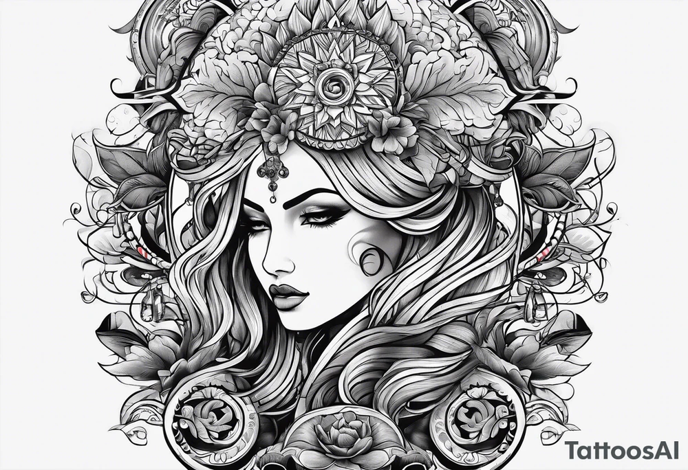 a bunch of ocultism signs tattoo idea