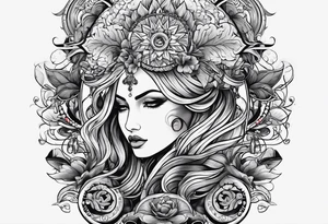 a bunch of ocultism signs tattoo idea