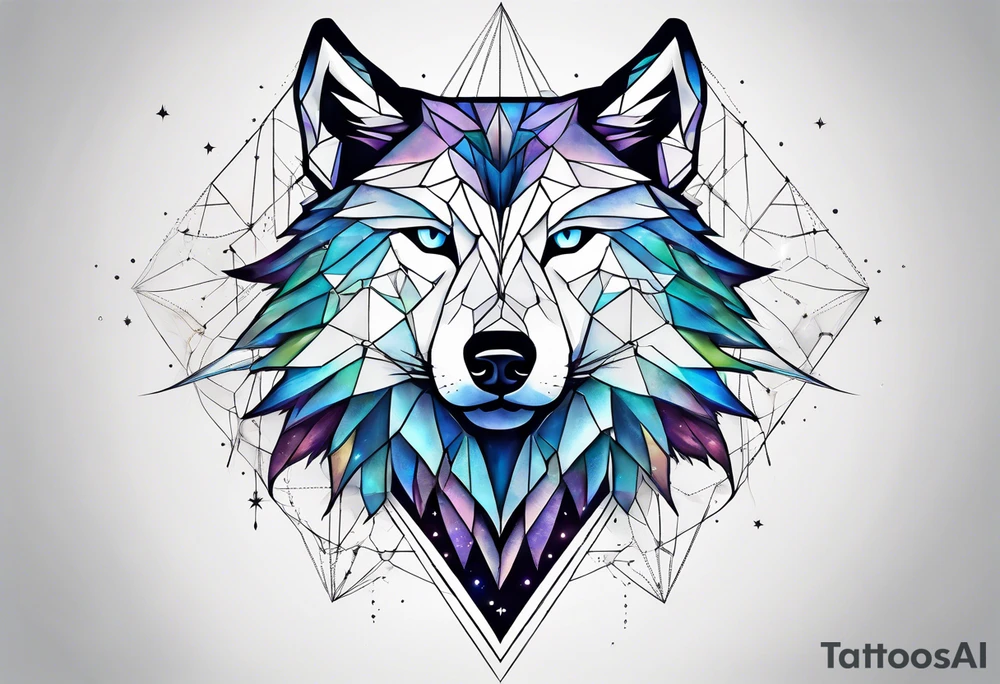 Constellation, two animal wolf, géométric tattoo idea