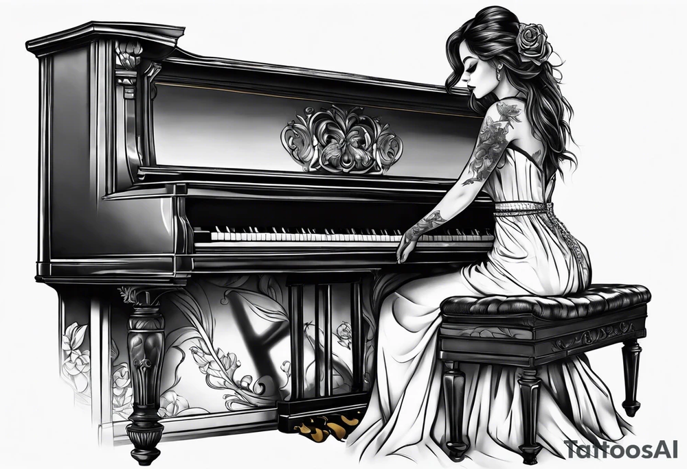 dead girl playing piano tattoo idea