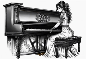 dead girl playing piano tattoo idea