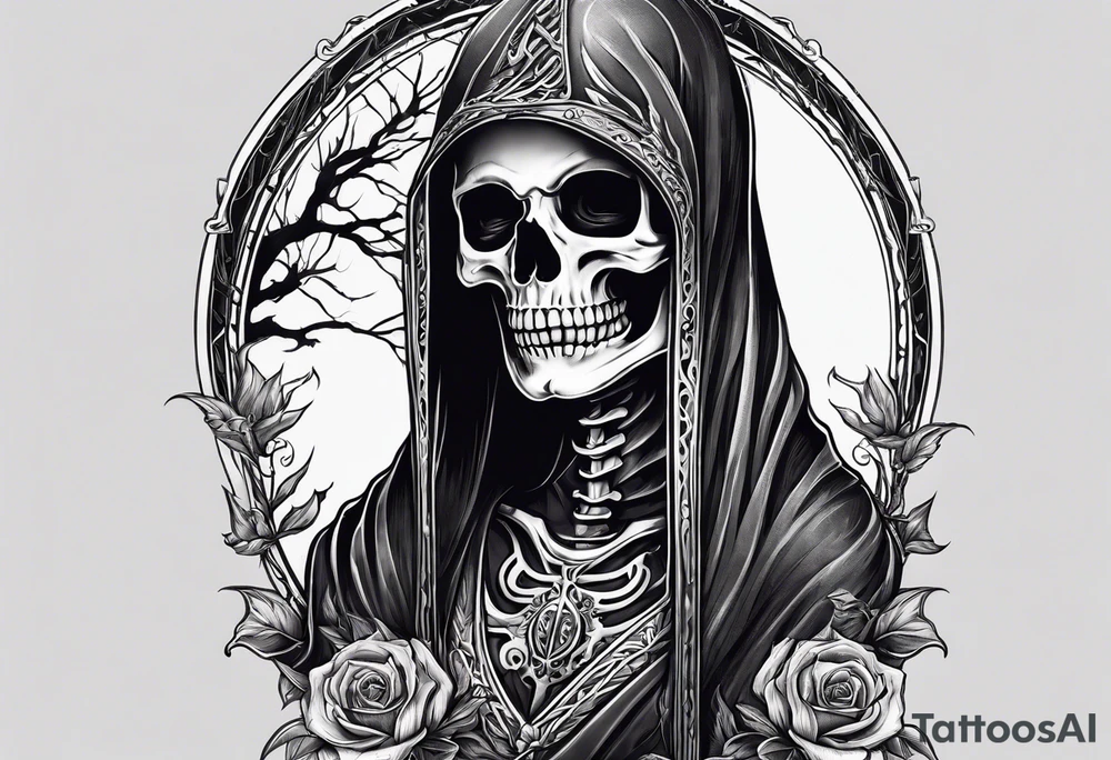 lady skeleton grim reaper satan tattoo idea