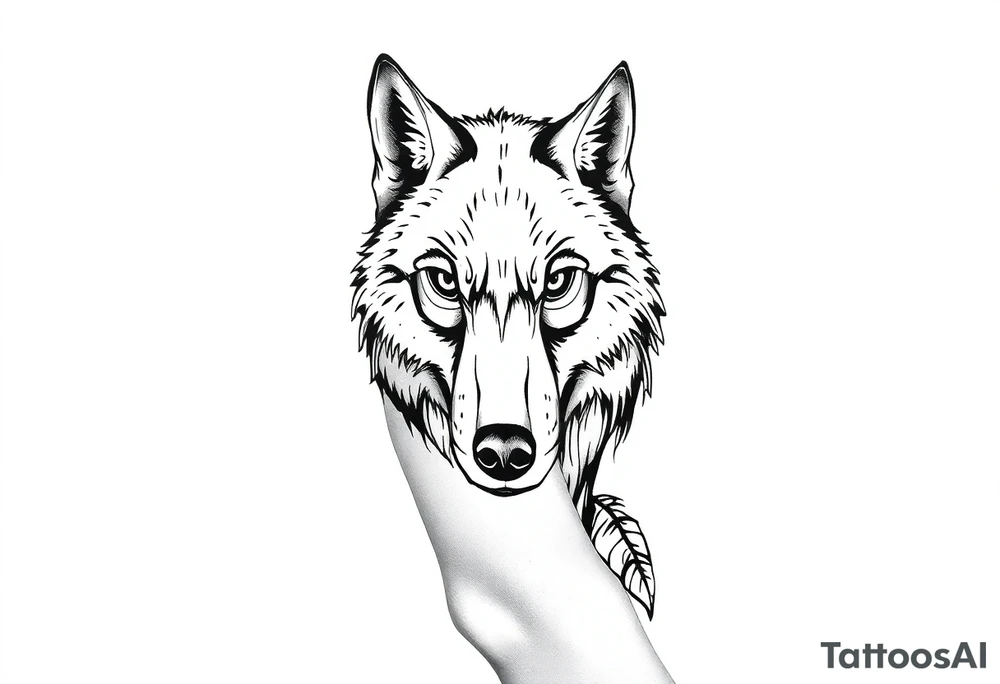 wolf head looking straight forward tattoo idea