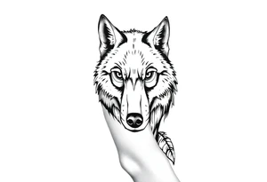 wolf head looking straight forward tattoo idea