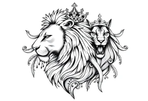 powerful majestic lion vagina and anus 
with a crown tattoo idea