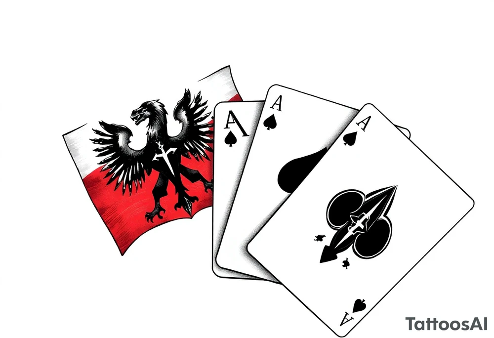 Poland symbol and poker cards Add casino money to it. tattoo idea