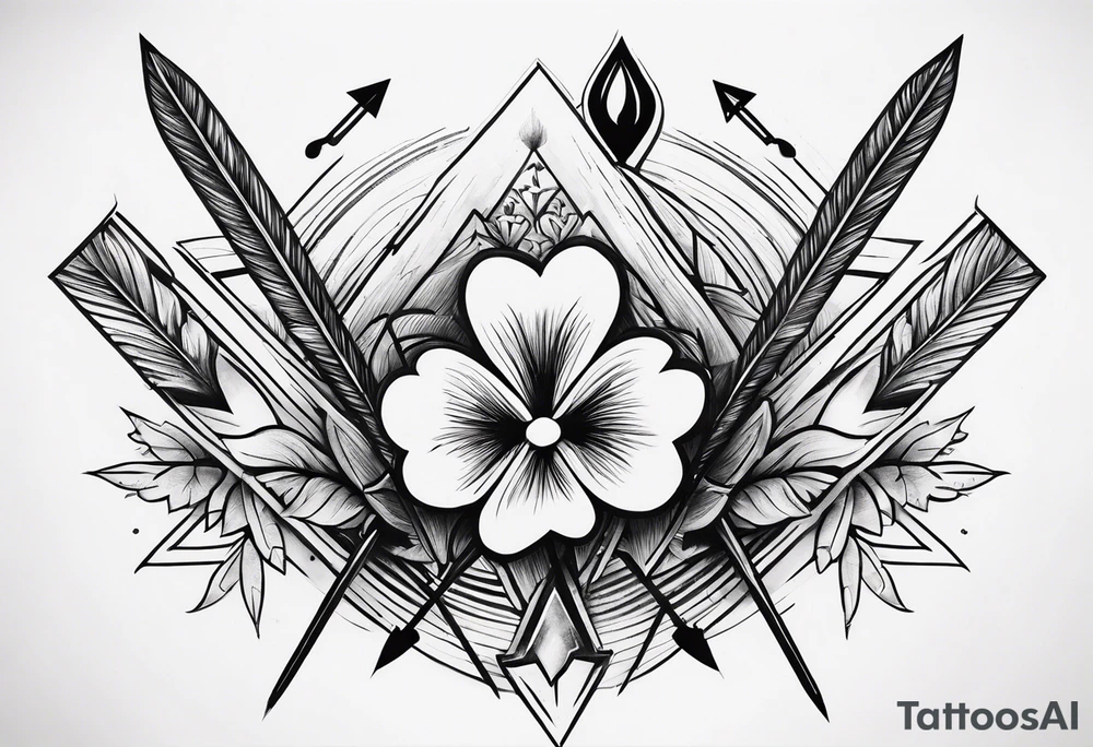 idea of adding Lucky stats to this tattoo. using 3 arrows to representing Luck, with Four Leaf Clover on the background. tattoo idea