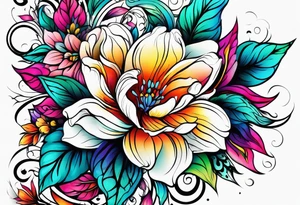 FLORAL PATTERN, SEEMLESS, BRIGHT, NEONS, COLORFUL tattoo idea