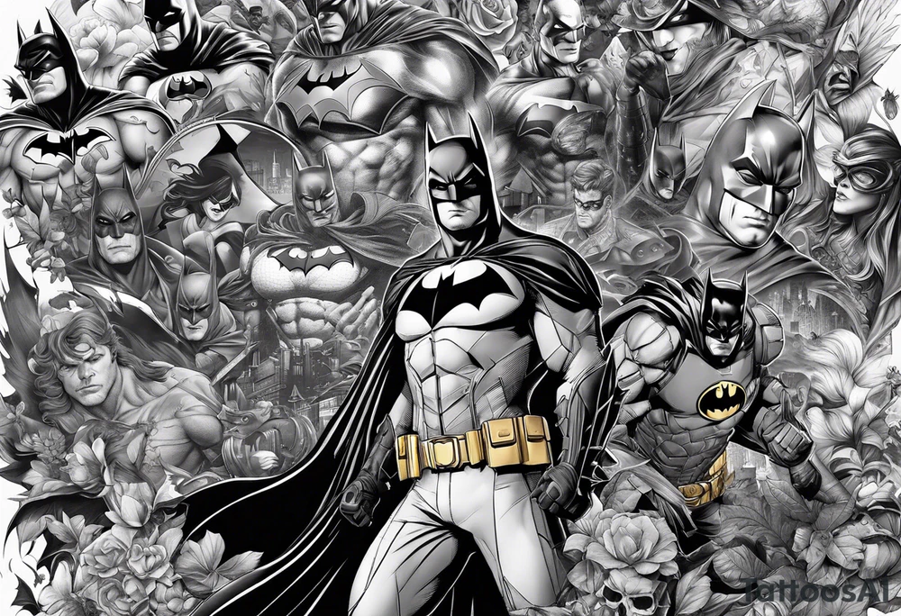 Batman collage for arm sleeve tattoo idea