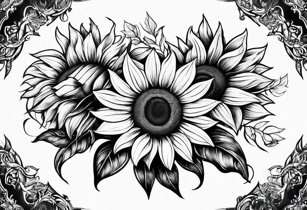 sunflower sleeve tattoo idea