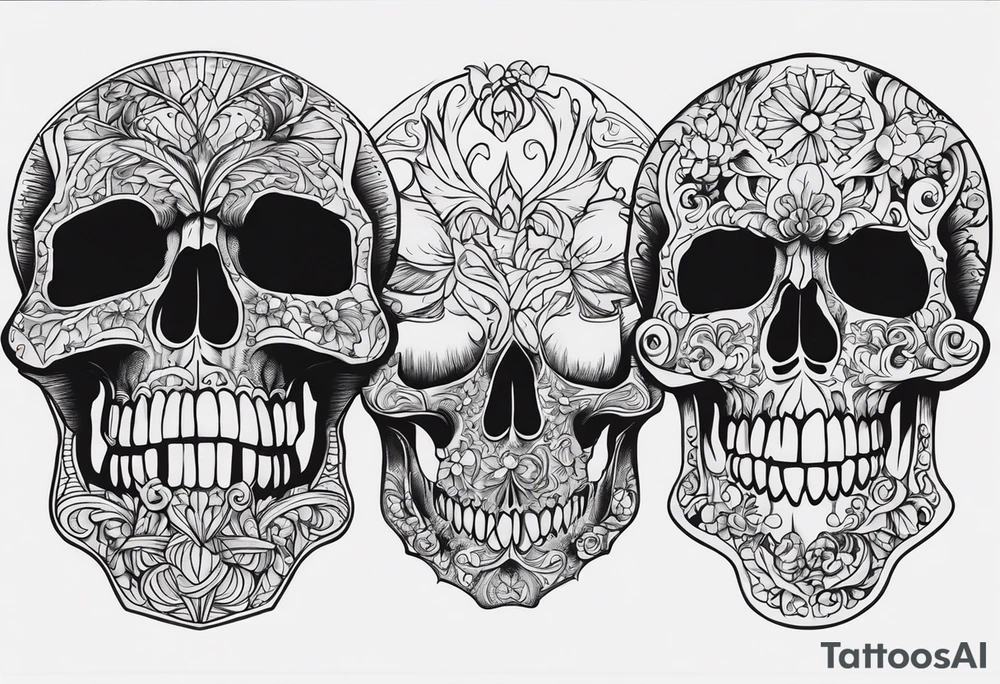 Memento mori written skull sleeve tattoo design tattoo idea
