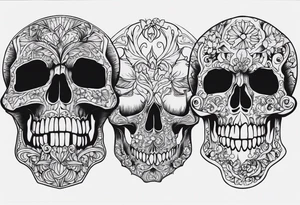 Memento mori written skull sleeve tattoo design tattoo idea