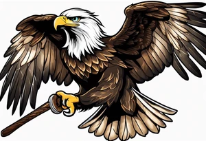 eagle flying with an oar through talons tattoo idea