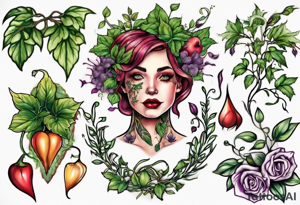 “Plant powered” with growing vines tattoo idea