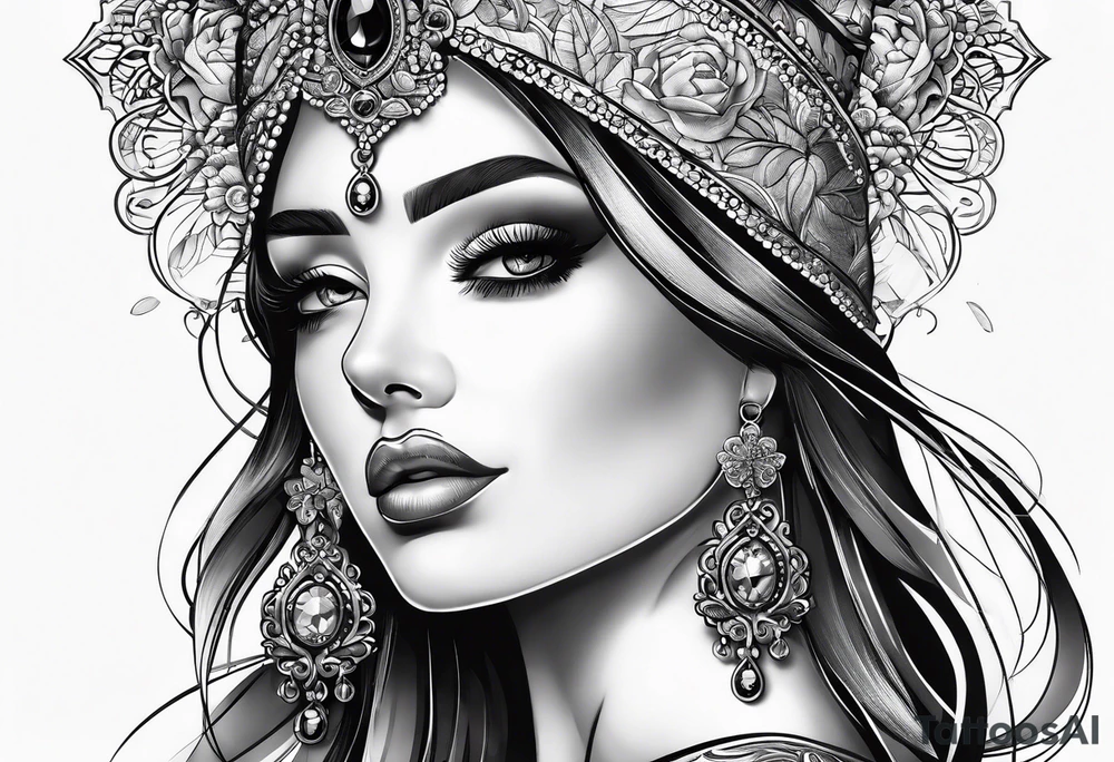 rosary and lingerie tattoo idea