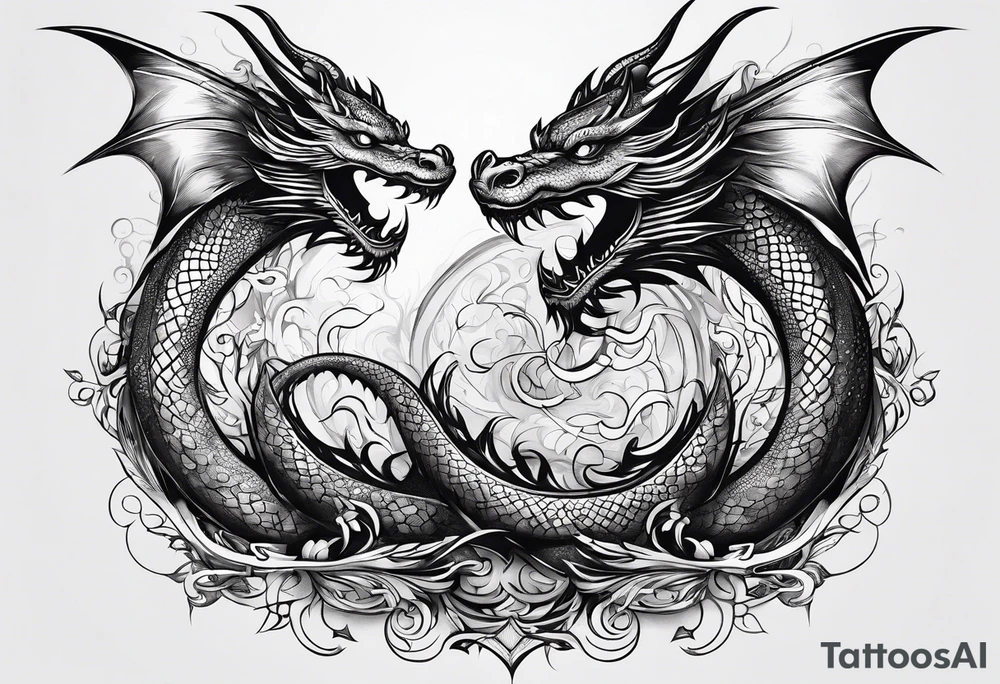 two dragons minimalism tattoo idea