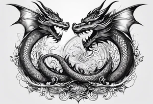two dragons minimalism tattoo idea