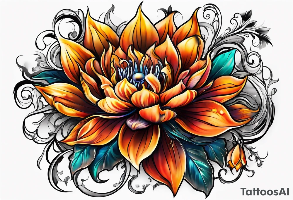 Flower fire for a male tattoo tattoo idea
