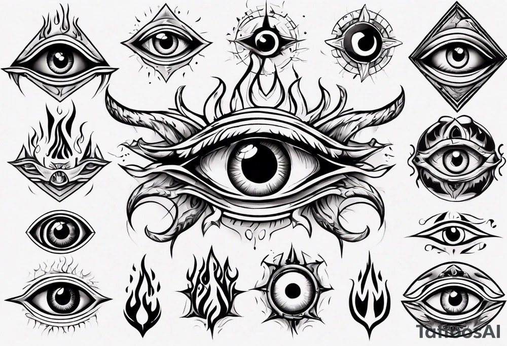 eye with flames tattoo idea