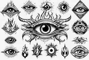 eye with flames tattoo idea