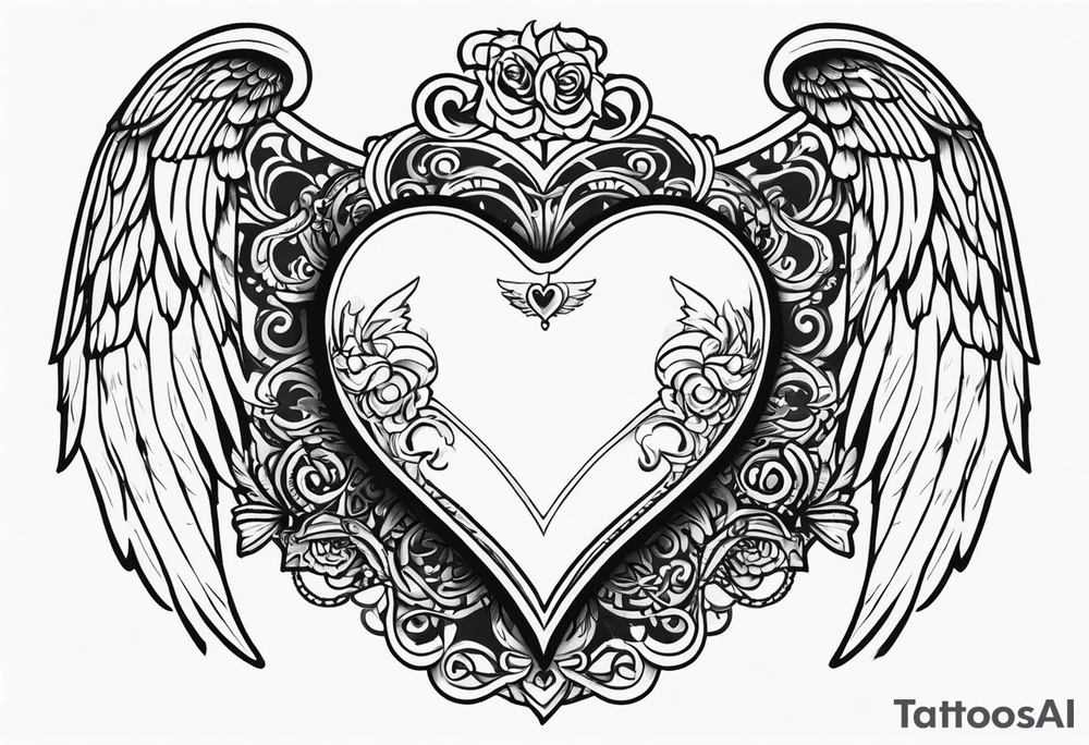 Y2K angel heart with wings and a corset in the middle tattoo idea