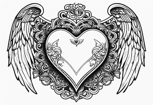 Y2K angel heart with wings and a corset in the middle tattoo idea