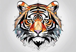 Tiger silhouette with sacred geometry and shapes tattoo idea