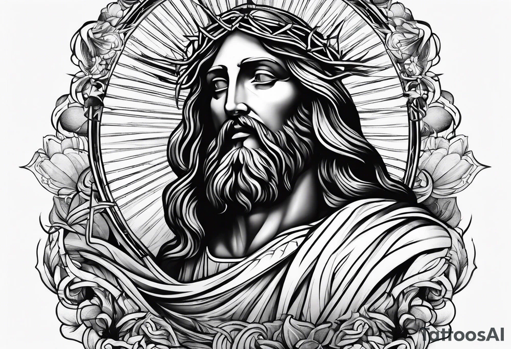 jesus side leg tattoo tattoo idea