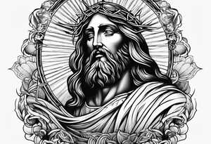 jesus side leg tattoo tattoo idea