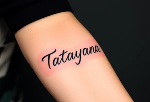 Tattoo for a man that says the name “Tatayana” tattoo idea