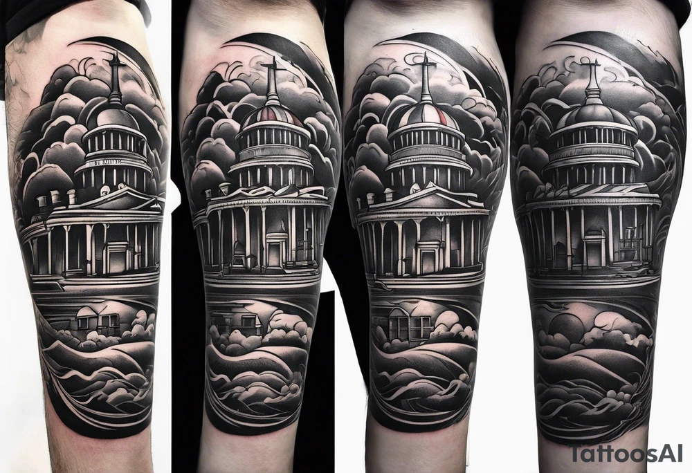 tattoo about travel for mans leg tattoo idea