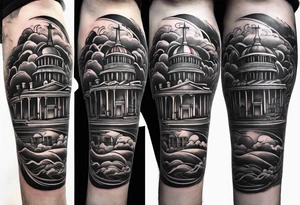 tattoo about travel for mans leg tattoo idea