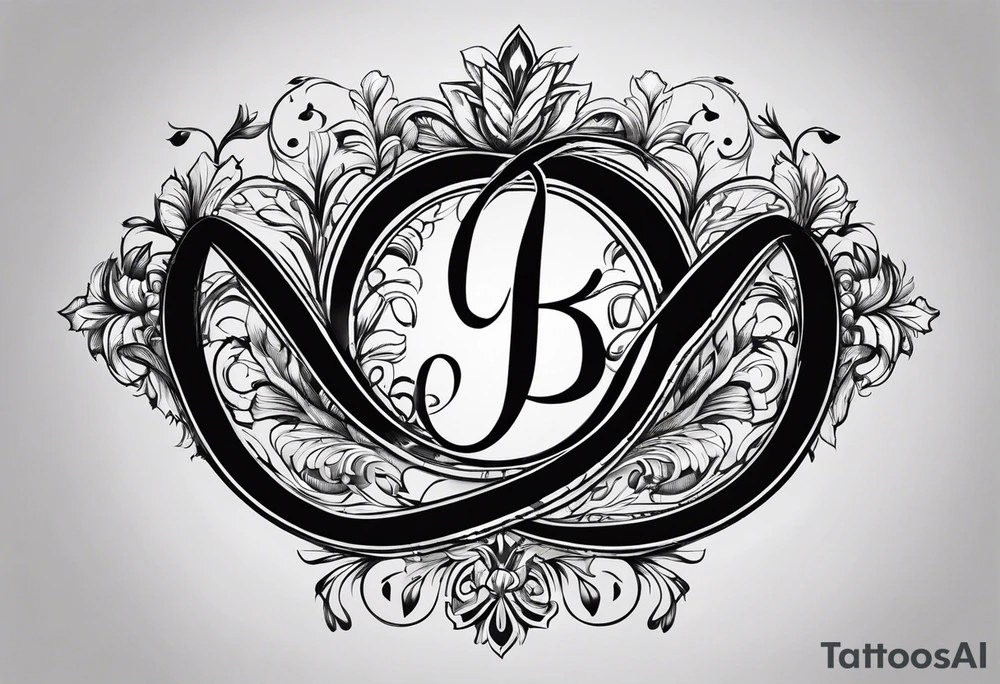 Just a plain Infinity symbol with a capital letter B in the center, a capital letter J in the left side, and a capital letter J in the right side tattoo idea