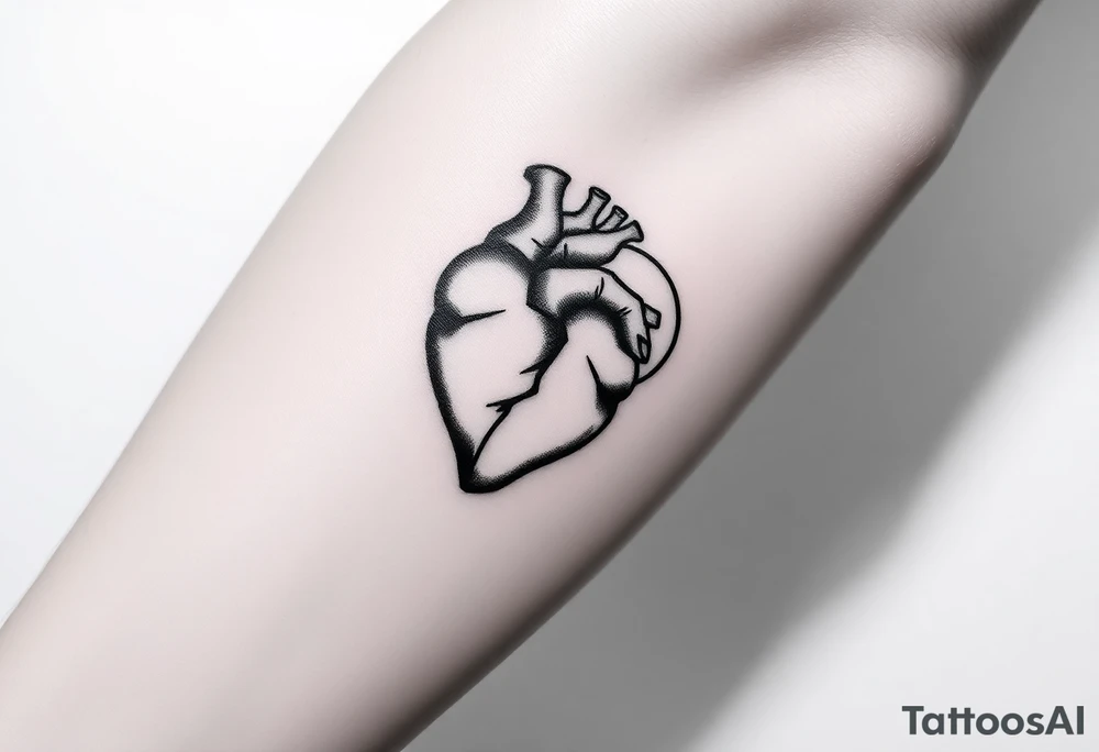 Heart and moon combination tattoo idea