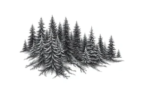 Coniferous forest tattoo sleeve black and gray tattoo idea