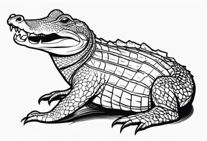 Full body Caiman with tail leg top view tattoo idea