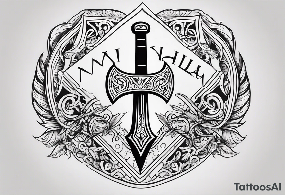 Valhalla sword shield axe tattoo idea
