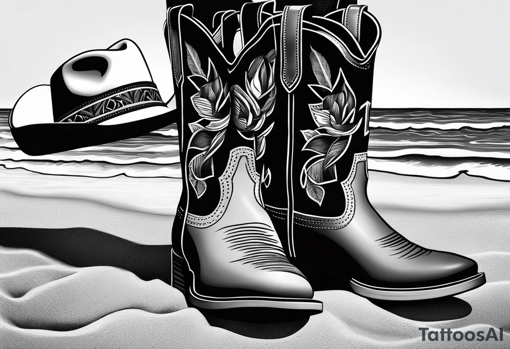 Keep it simple. One pair of timberland boots. One pair of flip flops and a cowboyhat on the Beach. tattoo idea