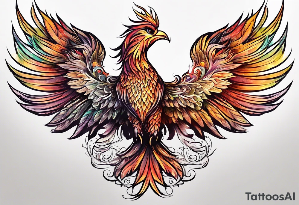 Small phoenix rising up. For mom memory. Little details tattoo idea