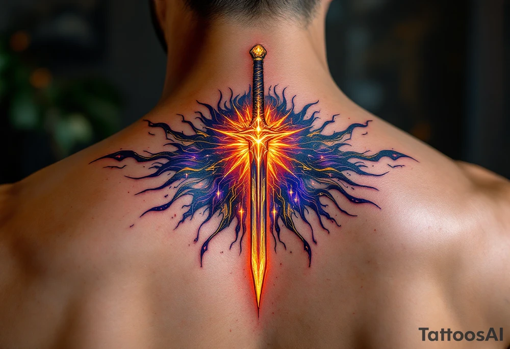 sword, luminous gold tattoo idea