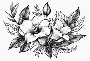 Olive branch, Cala lily and rose tattoo idea