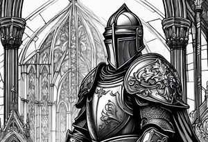 knight with heavy armor with Notre Dame tattoo idea
