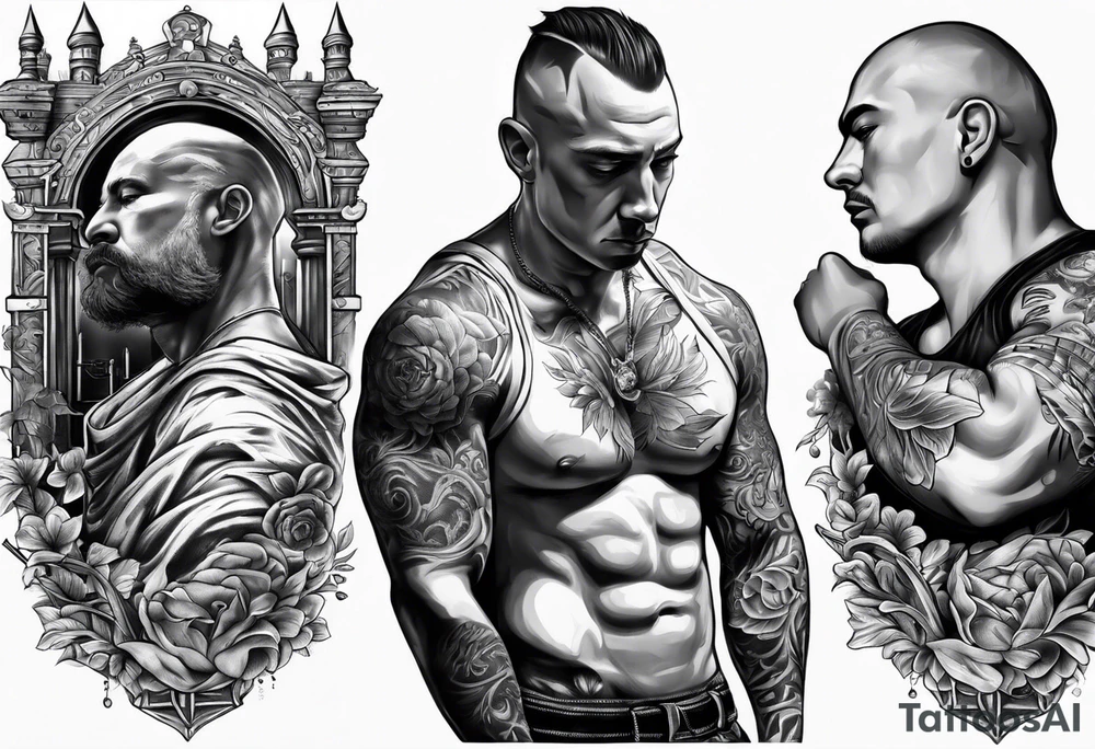 Old Russian prison style wounded prisoner tattoo idea Old Russian prison style wounded prisoner tattoo idea
