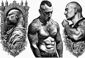 Old Russian prison style wounded prisoner tattoo idea